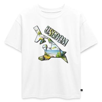 Carte à l’aquarelle d’Usedom - T-shirt enfant oversize en coton biologique Premium - blanc - Devant - AI Model Kid Male (0cm)