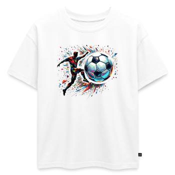 joueur de football dynamique jouant au football - T-shirt enfant oversize en coton biologique Premium - blanc - Devant - AI Model Kid Male (0cm)