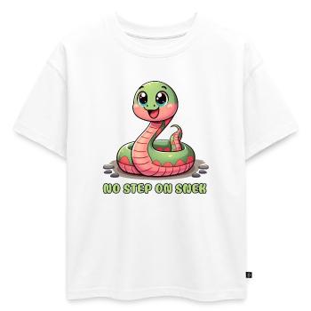 No Step on Snek : un signe d’avertissement hilarant - T-shirt enfant oversize en coton biologique Premium - blanc - Devant - AI Model Kid Male (0cm)