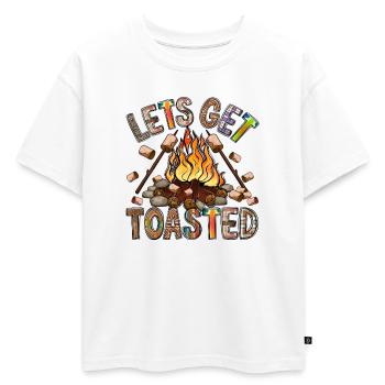 Trinquons au feu de camp - T-shirt enfant oversize en coton biologique Premium - blanc - Devant - AI Model Kid Male (0cm)