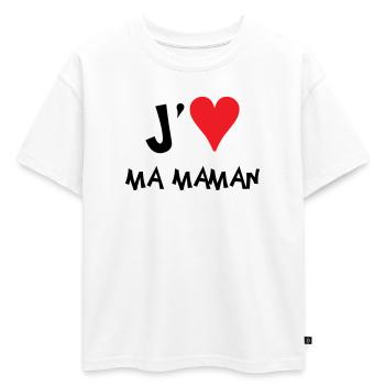 J'aime ma maman - Fête des Mères - T-shirt enfant oversize en coton biologique Premium - blanc - Devant - AI Model Kid Male (0cm)