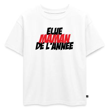 élue Maman de l'année - T-shirt enfant oversize en coton biologique Premium - blanc - Devant - AI Model Kid Male (0cm)