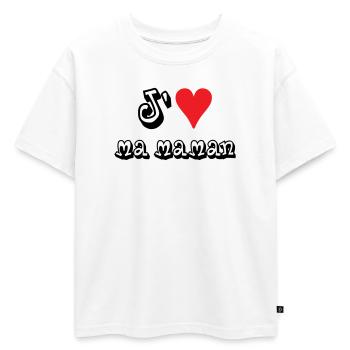 J'aime ma maman - T-shirt enfant oversize en coton biologique Premium - blanc - Devant - AI Model Kid Male (0cm)