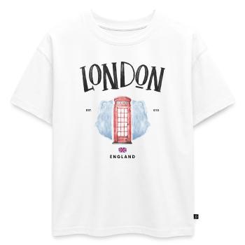 London Red Phone Booth Watercolor - Oversized Kids' Premium Organic T-Shirt - white - Front - AI Model Kid Male (0cm)