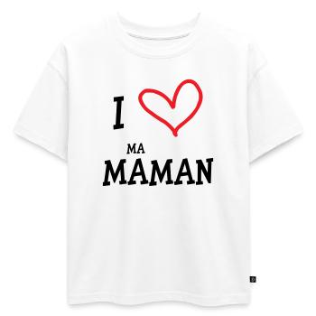 J'aime ma maman - Fête des Mères - T-shirt enfant oversize en coton biologique Premium - blanc - Devant - AI Model Kid Male (0cm)