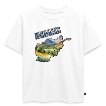 Carte à l’aquarelle de l’Afghanistan - T-shirt enfant oversize en coton biologique Premium - blanc - Devant - AI Model Kid Male (0cm)