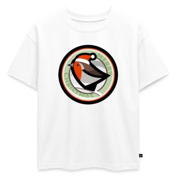 Robin de Noël - T-shirt enfant oversize en coton biologique Premium - blanc - Devant - AI Model Kid Male (0cm)