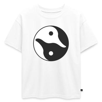 Canard Yin Yang - T-shirt enfant oversize en coton biologique Premium - blanc - Devant - AI Model Kid Male (0cm)