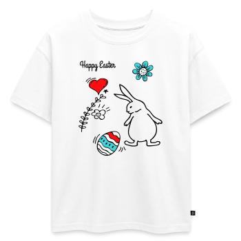 Joyeuses Pâques - T-shirt enfant oversize en coton biologique Premium - blanc - Devant - AI Model Kid Male (0cm)