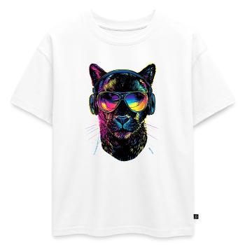Panther Leopard Big Cat Cute Big Cat Panter - Oversized Kids' Premium Organic T-Shirt - white - Front - AI Model Kid Male (0cm)