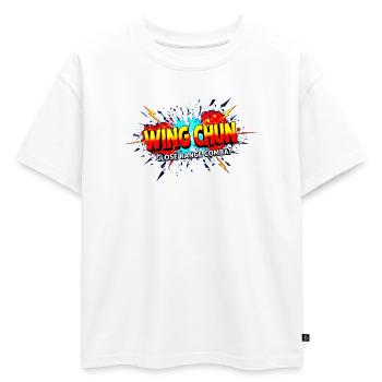 Explosion d’une chemise de Wing Chun - T-shirt enfant oversize en coton biologique Premium - blanc - Devant - AI Model Kid Male (0cm)