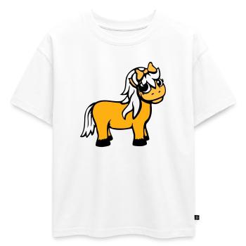 cheval fille femme mignonne jolie femme arc - T-shirt enfant oversize en coton biologique Premium - blanc - Devant - AI Model Kid Male (0cm)