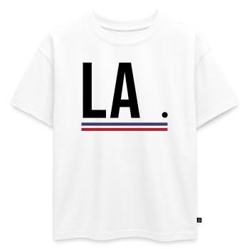 Los Angeles – Chemise streetwear de la côte ouest - T-shirt enfant oversize en coton biologique Premium - blanc - Devant - AI Model Kid Male (0cm)