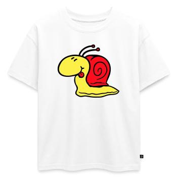 Escargot effronté langue sortant rapidement petit - T-shirt enfant oversize en coton biologique Premium - blanc - Devant - AI Model Kid Male (0cm)