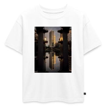 Coincé entre les boulons - T-shirt enfant oversize en coton biologique Premium - blanc - Devant - AI Model Kid Male (0cm)