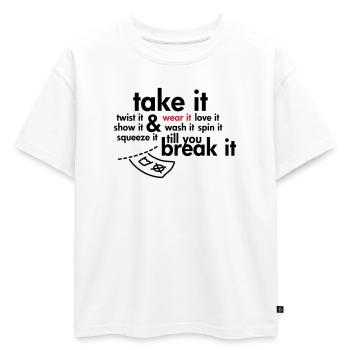 Prenez-le et portez-le. - T-shirt enfant oversize en coton biologique Premium - blanc - Devant - AI Model Kid Male (0cm)