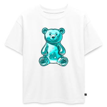 Ourson gommeux Turquoise - T-shirt enfant oversize en coton biologique Premium - blanc - Devant - AI Model Kid Male (0cm)