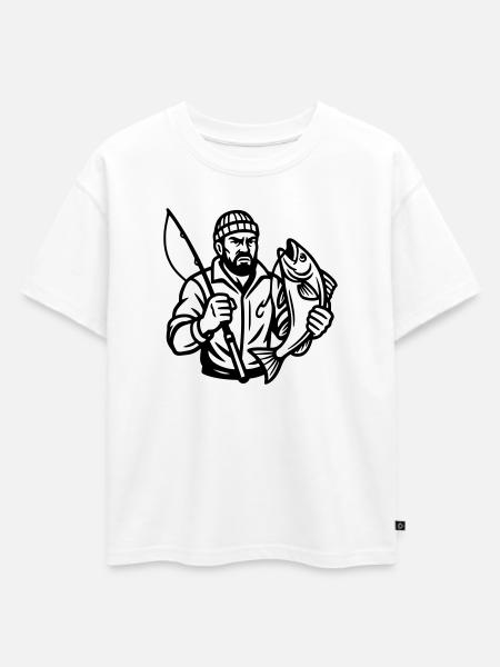 Angler - Oversized Kinder Premium Organic T-Shirt - Weiß