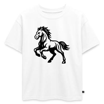 Cheval - T-shirt enfant oversize en coton biologique Premium - blanc - Devant - AI Model Kid Male (0cm)