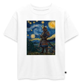 Samouraï Japon Style Van Gogh Nuit étoilée - T-shirt enfant oversize en coton biologique Premium - blanc - Devant - AI Model Kid Male (0cm)