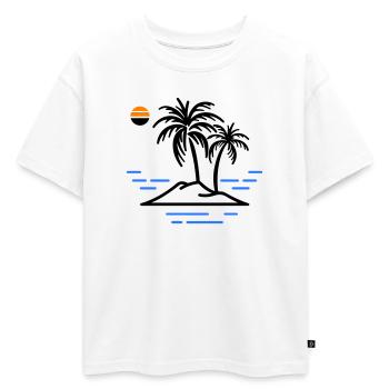 Île Palm - T-shirt enfant oversize en coton biologique Premium - blanc - Devant - AI Model Kid Male (0cm)