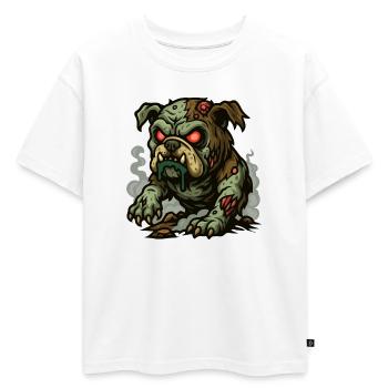 Bouledogue mort-vivant - T-shirt enfant oversize en coton biologique Premium - blanc - Devant - AI Model Kid Male (0cm)
