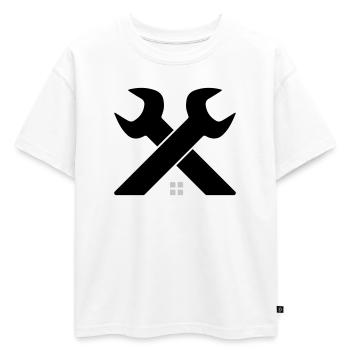 Logo de la maison et de l’artisanat – Clé croisée - T-shirt enfant oversize en coton biologique Premium - blanc - Devant - AI Model Kid Male (0cm)