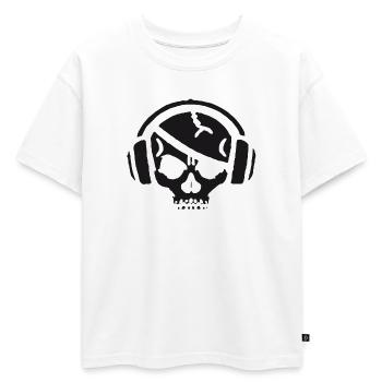Skull with headphones - Oversized Kids' Premium Organic T-Shirt - white - Front - AI Model Kid Male (0cm)
