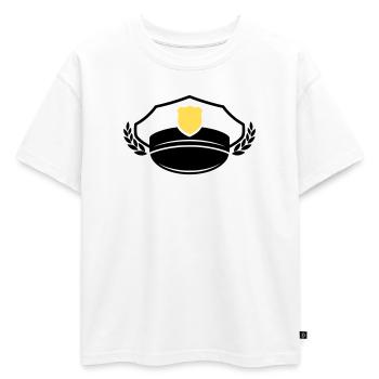 Casquette et insigne de police | Honneur et respect - T-shirt enfant oversize en coton biologique Premium - blanc - Devant - AI Model Kid Male (0cm)