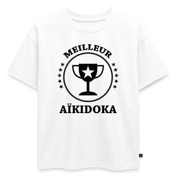 meilleur Aïkidoka - Aïkido  - T-shirt enfant oversize en coton biologique Premium - blanc - Devant - AI Model Kid Male (0cm)