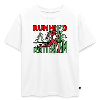 Runner Rotterdam CityRun - T-shirt enfant oversize en coton biologique Premium - blanc - Devant - AI Model Kid Male (0cm)