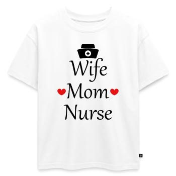 Wife mom nurse - Oversized Kids' Premium Organic T-Shirt - white - Front - AI Model Kid Male (0cm)