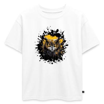 Éclaboussure de chouette Noctambule - T-shirt enfant oversize en coton biologique Premium - blanc - Devant - AI Model Kid Male (0cm)
