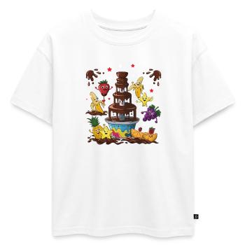 Fontaine à chocolat Fruit Friends Design - T-shirt enfant oversize en coton biologique Premium - blanc - Devant - AI Model Kid Male (0cm)