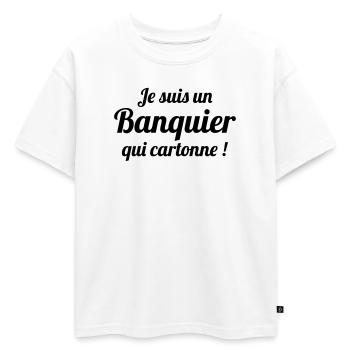 Je suis un banquier qui cartonne - T-shirt enfant oversize en coton biologique Premium - blanc - Devant - AI Model Kid Male (0cm)