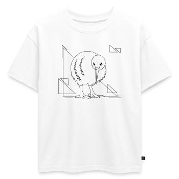 Oiseau kiwi dans un motif géométrique - T-shirt enfant oversize en coton biologique Premium - blanc - Devant - AI Model Kid Male (0cm)