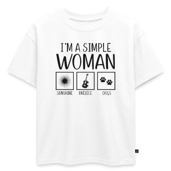 Ukulélé hawaïen Ukulélé Je suis un simple - T-shirt enfant oversize en coton biologique Premium - blanc - Devant - AI Model Kid Male (0cm)