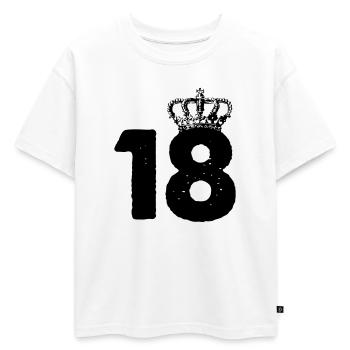 18 couronnes - T-shirt enfant oversize en coton biologique Premium - blanc - Devant - AI Model Kid Male (0cm)