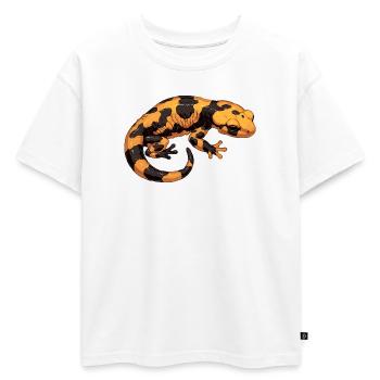 Salamandre de feu Salamandre - T-shirt enfant oversize en coton biologique Premium - blanc - Devant - AI Model Kid Male (0cm)