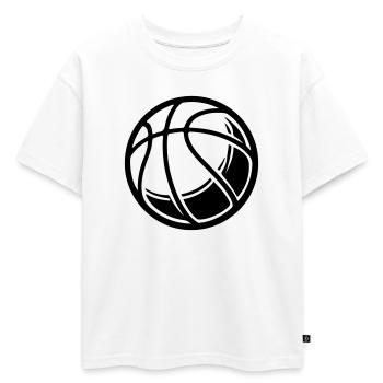 Ballon de basket-ball - T-shirt enfant oversize en coton biologique Premium - blanc - Devant - AI Model Kid Male (0cm)
