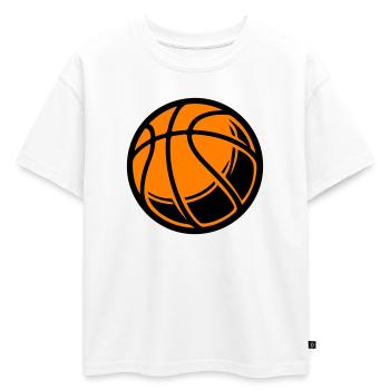Ballon de basket-ball - T-shirt enfant oversize en coton biologique Premium - blanc - Devant - AI Model Kid Male (0cm)