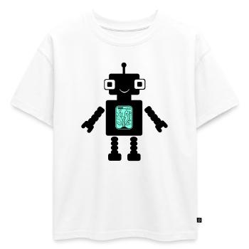 Robot Comic - T-shirt enfant oversize en coton biologique Premium - blanc - Devant - AI Model Kid Male (0cm)