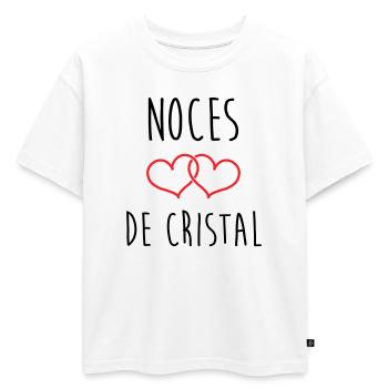 Noces de Cristal 15 ans de mariage - T-shirt enfant oversize en coton biologique Premium - blanc - Devant - AI Model Kid Male (0cm)