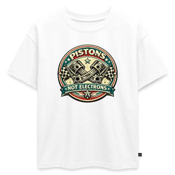 Vintage Piston Badge: Not Electrons - T-shirt enfant oversize en coton biologique Premium - blanc - Devant - AI Model Kid Male (0cm)