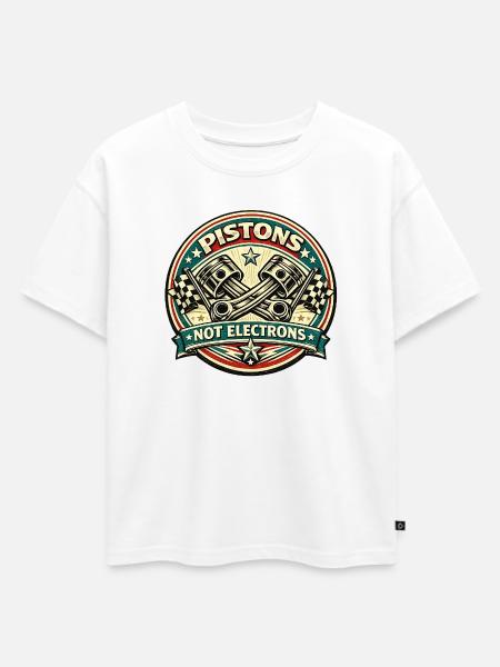 Vintage Piston Badge: Not Electrons - Oversized Kids' Premium Organic T-Shirt - white