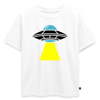 Vaisseau spatial extraterrestre OVNI Light - T-shirt enfant oversize en coton biologique Premium - blanc - Devant - AI Model Kid Male (0cm)