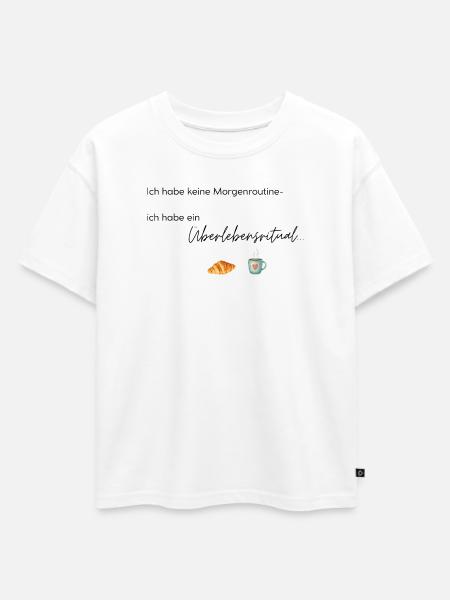 LIEBEVOLL Morgenroutine Croissant - Oversized Kinder Premium Organic T-Shirt - Weiß