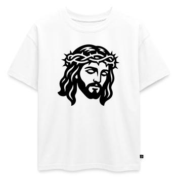 Jésus-Christ Head - T-shirt enfant oversize en coton biologique Premium - blanc - Devant - AI Model Kid Male (0cm)