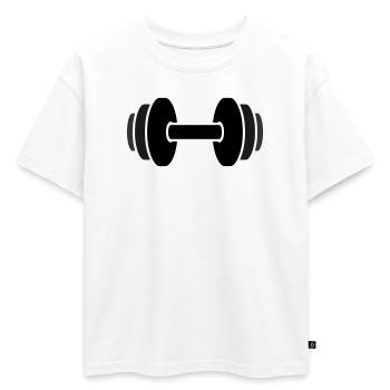 Salle de sport avec haltères - T-shirt enfant oversize en coton biologique Premium - blanc - Devant - AI Model Kid Male (0cm)