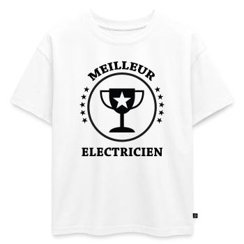 Meilleur Électricien : Le Trophée de la Qualité - T-shirt enfant oversize en coton biologique Premium - blanc - Devant - AI Model Kid Male (0cm)